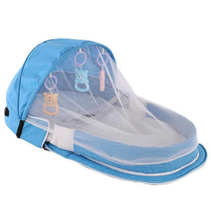 Baby Bed Folding Portable Baby Crib with Net and Awning Baby Nest Portable Baby Bed for Camping Infant Bed Bassinet for Baby